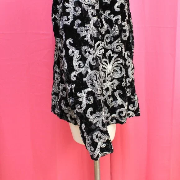 #557B Chico's Black & White Patterned Dress Jacket Size 3 (16) - Picture 3 of 10